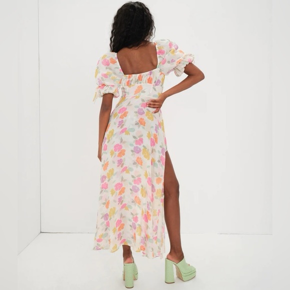 🔆 For Love & Lemons Floral Petal Midi Dress - Size Small - Picture 2 of 4